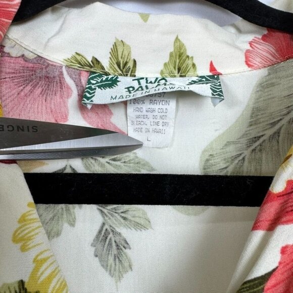 Vintage Two Palms Tropical Hawaiian Button Up Shirt Boxy Fit Resort Cruise L - Picture 7 of 8